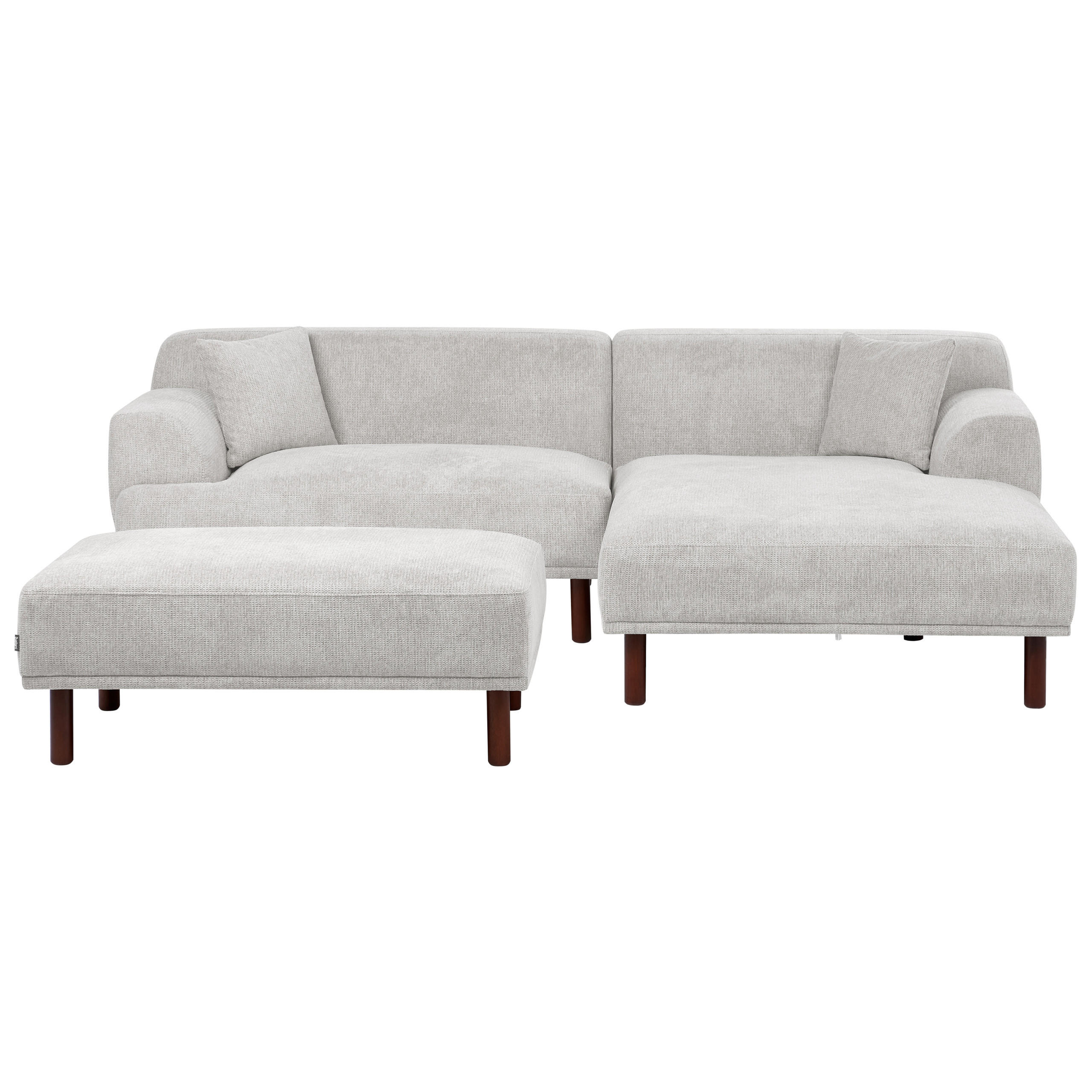 ECKSOFA 3-Sitzer Stoff Hellgrau mit Ottomane linksseitig Holt - Hellgrau, Textil (241/159cm) - Beliani