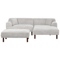 ROHOVÁ POHOVKA 3-místná Látka Světle šedá s otomanem levostranná Holt - světle šedá, textil (241/159cm) - Beliani