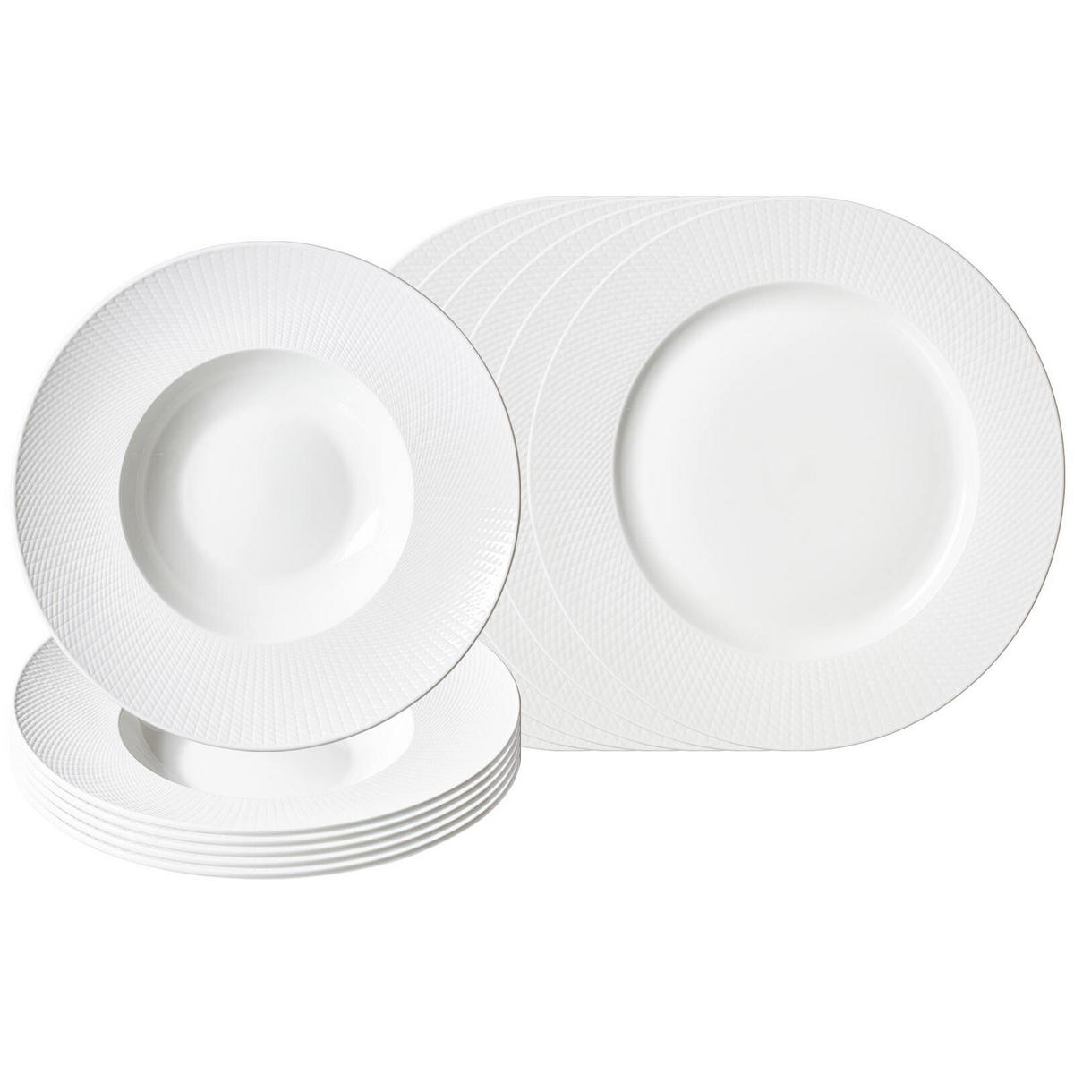 PIZZA- UND PASTA-SET Saphir weiß 12er Set - Weiß, Keramik (1/1/1cm) - Ritzenhoff Breker