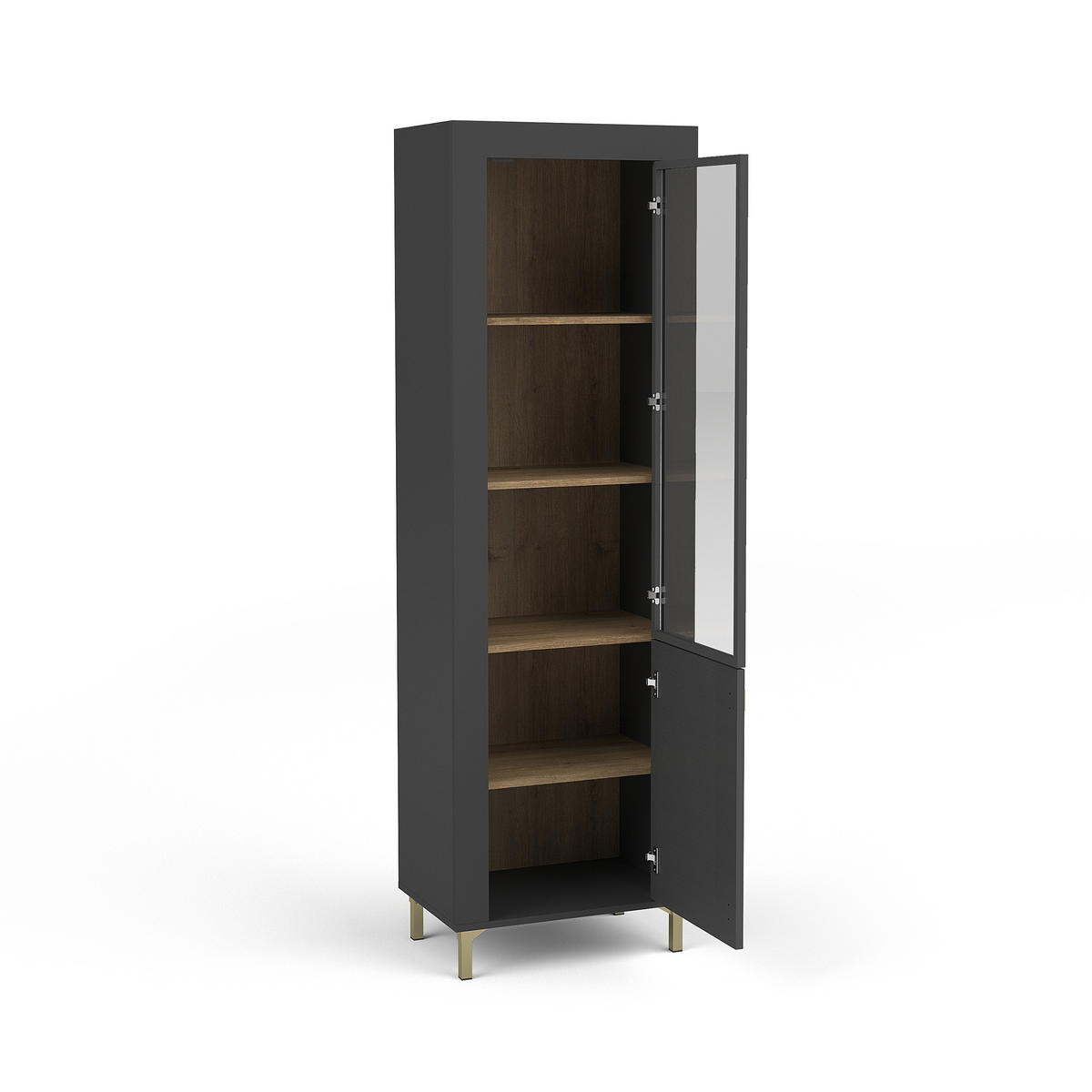 VITRINE Monta mit 2 Türen und LED-Beleuchtung, Schwarz - Schwarz, Holzwerkstoff (60/194/40cm) - Beautysofa