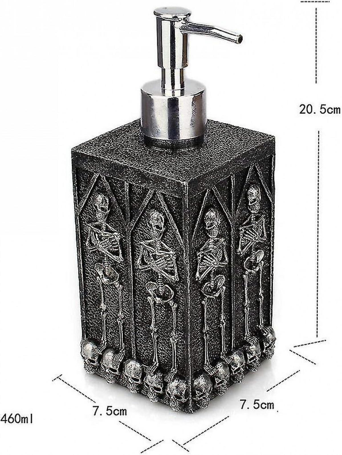 SEIFENSPENDER , Totenkopf-Duschgel-Spenderflasche – 460 ml - Silberfarben, Kunststoff (7.5/7.5/20.5cm) - BELZ