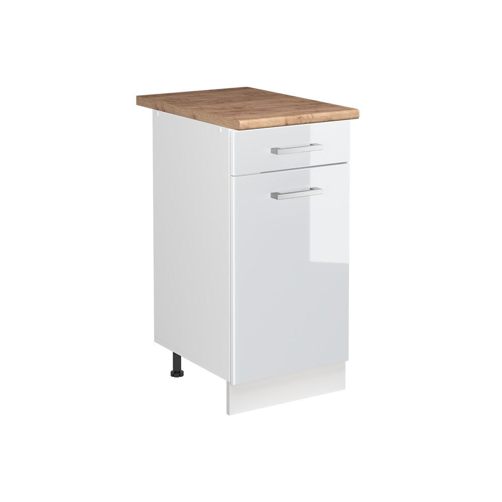 Vicco Spülenunterschrank Weiß Hochglanz, Weiß 40x81.6x60 cm