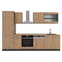 KÜCHENZEILE R-Line Artisan Eiche/Anthrazit 300 cm, AP Eiche - Anthrazit/Eiche Artisan, Holzwerkstoff (300/81.6/60cm) - Vicco