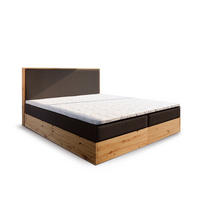 BOXBETT VERDON 140x200 cm mit Matratze und Topper - Braun - Braun, Holz (140/200cm) - MASSENO