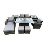 GARTENSOFA mit hoher Rückenlehne Polyrattan Dunkelgrau 7-Sitzer - Dunkelgrau, Metall - Fimous