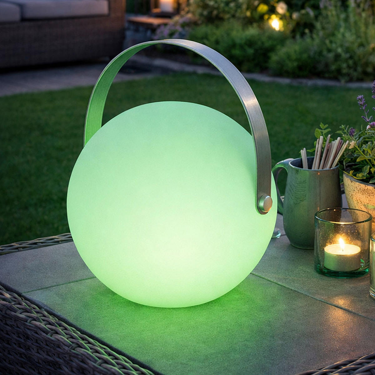 LED AUSSENLEUCHTE Kugel Weiß - Weiß, Metall (18.9/18.9/21cm) - Globo Lighting