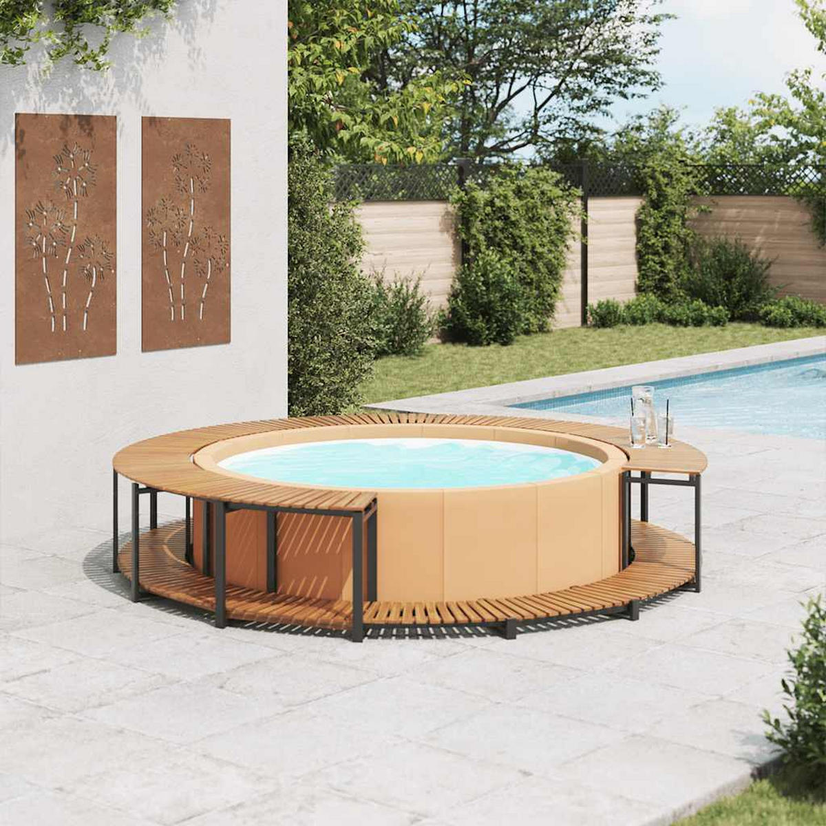 WHIRLPOOL-VERKLEIDUNG 273/53 Cm Akazie Massivholz - Braun, Holz (273/273cm) - vidaXL
