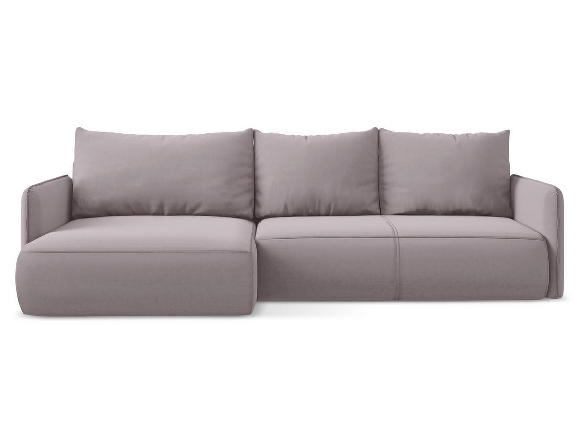 ECKSOFA mit Schlaffunktion Samt Stoff Violett - Lila/Flieder, Kunststoff/Textil (148/240cm) - Makamii