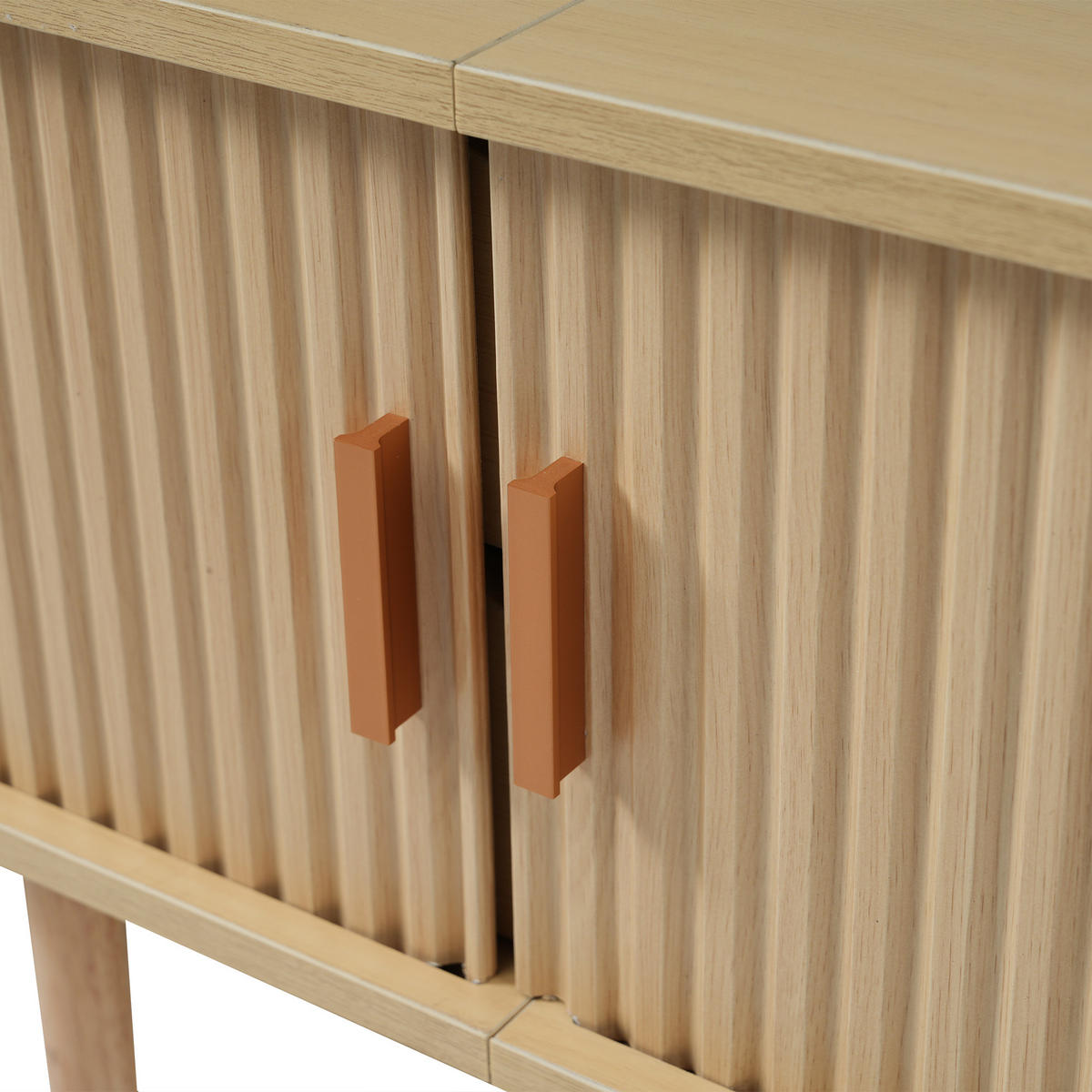 LOWBOARD in Naturfarben mit Schubladen und Teleskoptüren für Wohnzimmer, B175/T40/H42 cm - Eichefarben/Naturfarben, Holz/Holzwerkstoff (175/42/40cm) - STILVORA