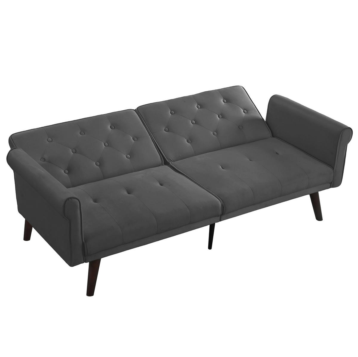 SCHLAFSOFA 2-Sitzer mit verstellbaren Rückenlehnen Samt Grau - Grau, Holzwerkstoff (172/70/89cm) - Meubliv