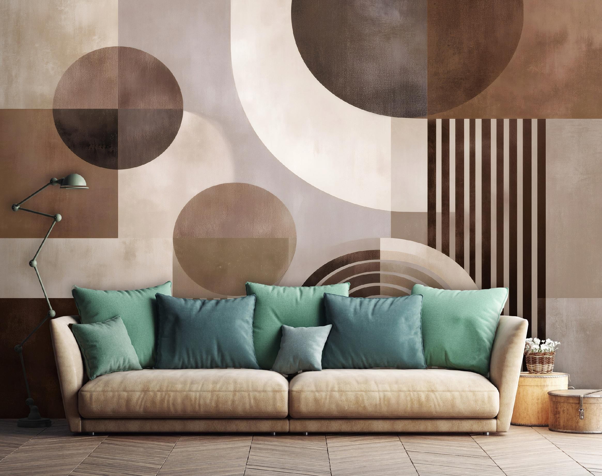 FOTOTAPETE Art Deco Abstrakt Braun 300x210 cm - Multicolor, Papier (300/210cm) - Wallarena