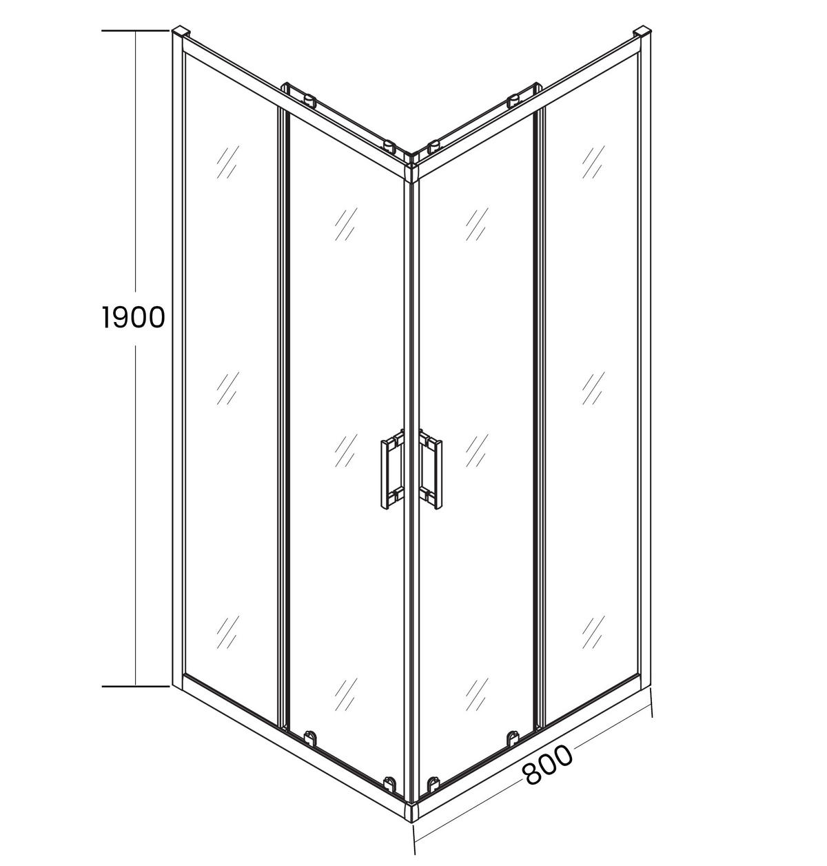 DUSCHSET Hela Vidar Schwarz/Transparent, 2-teilig, quadratisch, 80/80/193 cm - Schwarz, Glas (80/80/193cm) - bad land