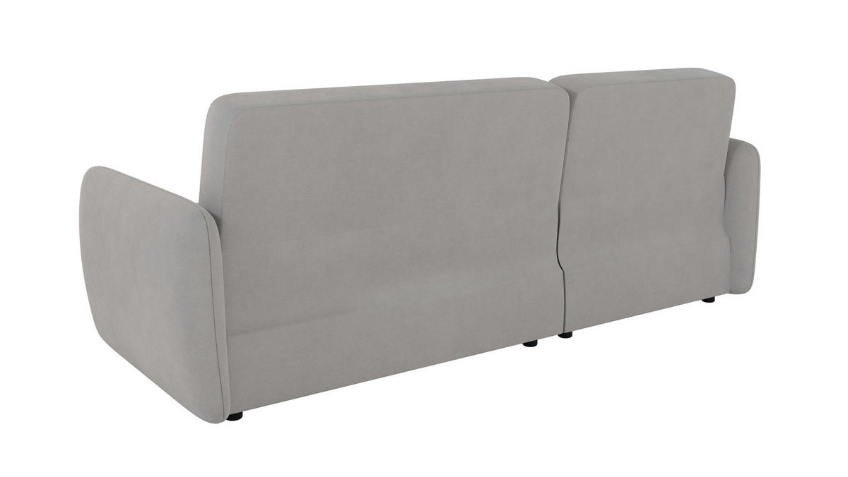 ECKSOFA Lupo Silber Mikrofaser - Silberfarben/Schwarz, Holz/Kunststoff (232/147cm) - S-Style Möbel