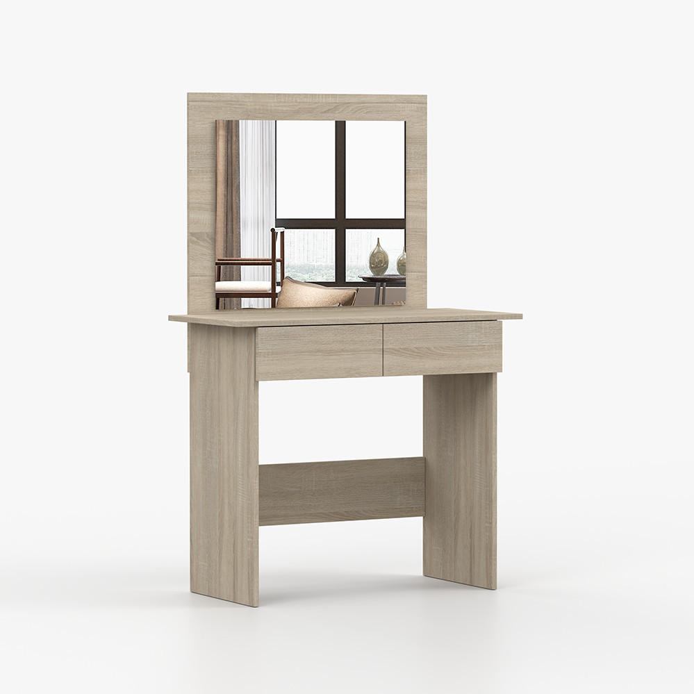 SCHMINKTISCH 94/145/43 cm MELANIE II Sonoma Eiche, Sonoma Eiche + Spiegel - Eichefarben, Glas/Holzwerkstoff (94/145/43cm) - imoebel24