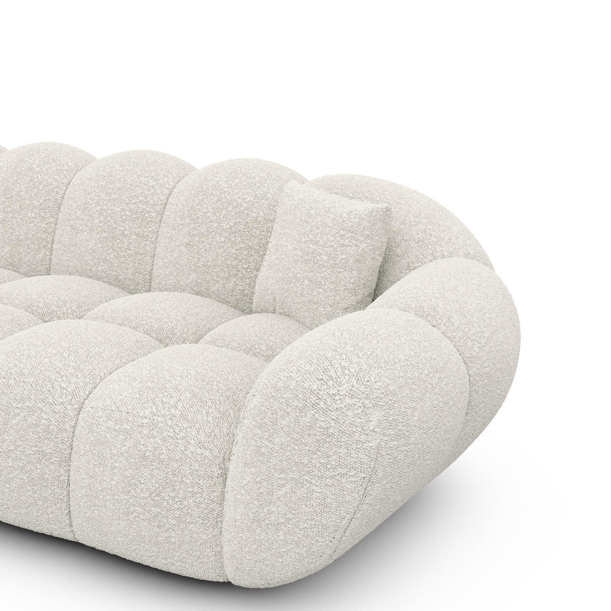 ECKSOFA Liva Weiß Bouclé L-Form Links - Weiß, Textil (265/160cm) - VAROYAL