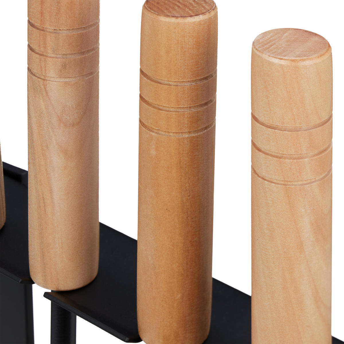KAMINZUBEHÖR Set - Schwarz, Holz/Metall (46/62.5/30cm) - Relaxdays