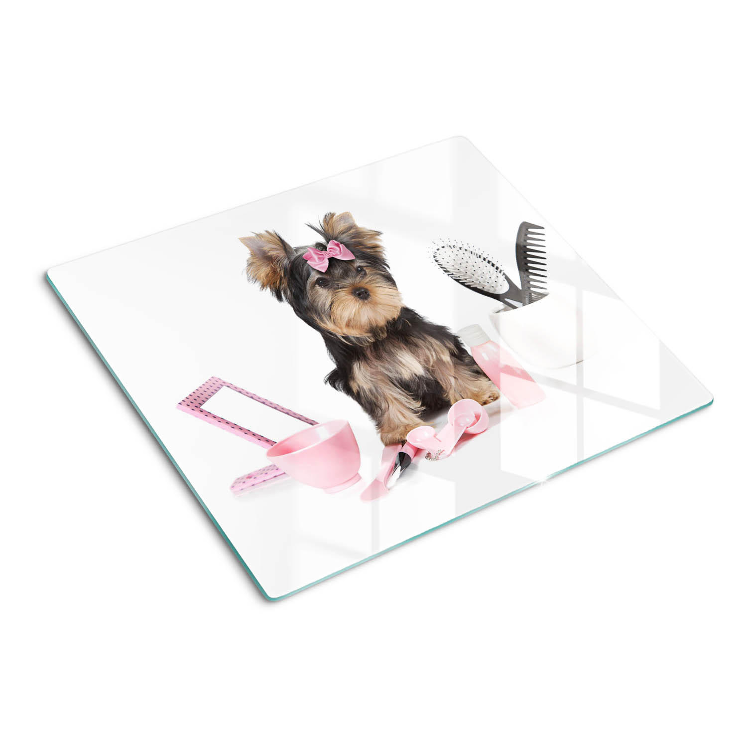 GLASPLATTE 60x52 cm Yorkshire Terrier - Pink, Glas (60/52cm) - TULUP