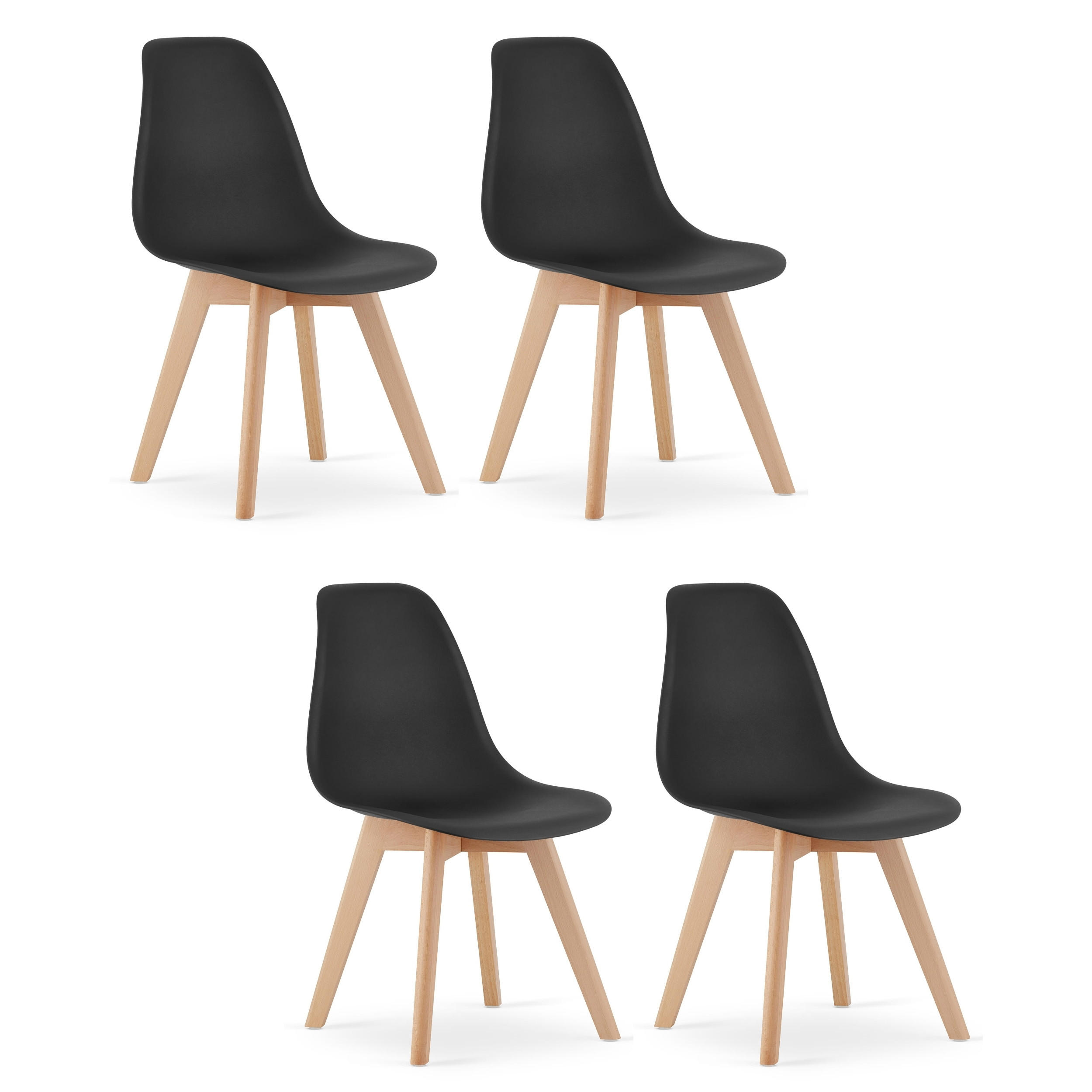 STUHL ATRI 4-er Set, Schwarz Hölzerne Buchenbeine - Schwarz, Holz/Textil (46/80/55cm) - Komodee