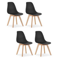 STUHL ATRI 4-er Set, Schwarz Hölzerne Buchenbeine - Schwarz, Holz/Textil (46/80/55cm) - Komodee