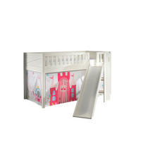 HOCHBETT mit Rutsche Karyl Massivholz Weiß Textilset Princess 1 - Magenta/Weiß, Holz (90/200cm) - 58aufmkessel