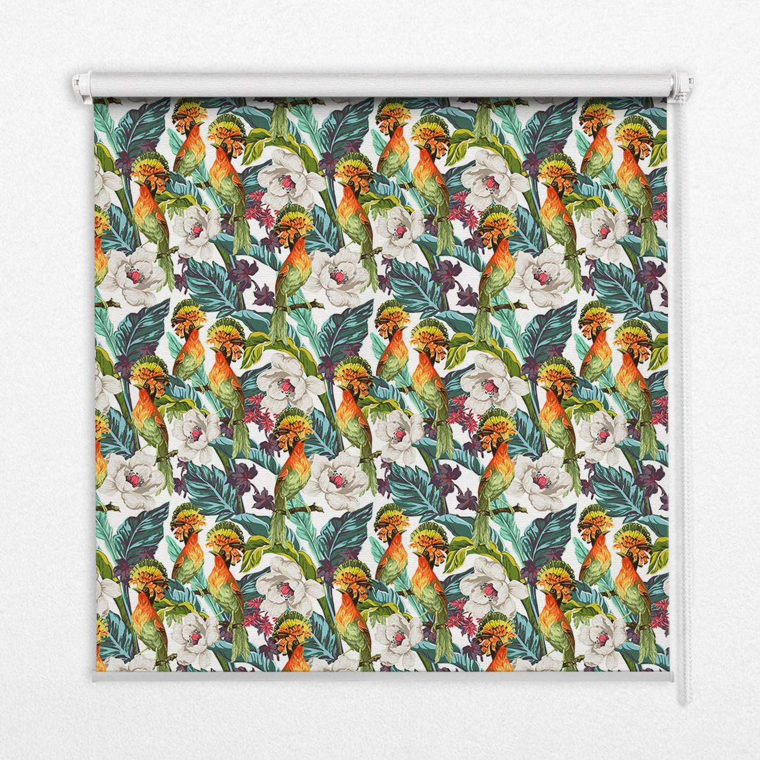 INNENROLLO - Fensterrollo - Rollo - 150x140 cm - Vögel und Blumen - Grün, Kunststoff (150/140/0.5cm) - TULUP