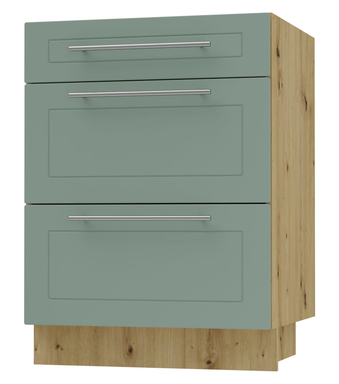 Feldmann-Wohnen Schubladenunterschrank Mintgrün, Eiche Artisan 60x82x50 cm