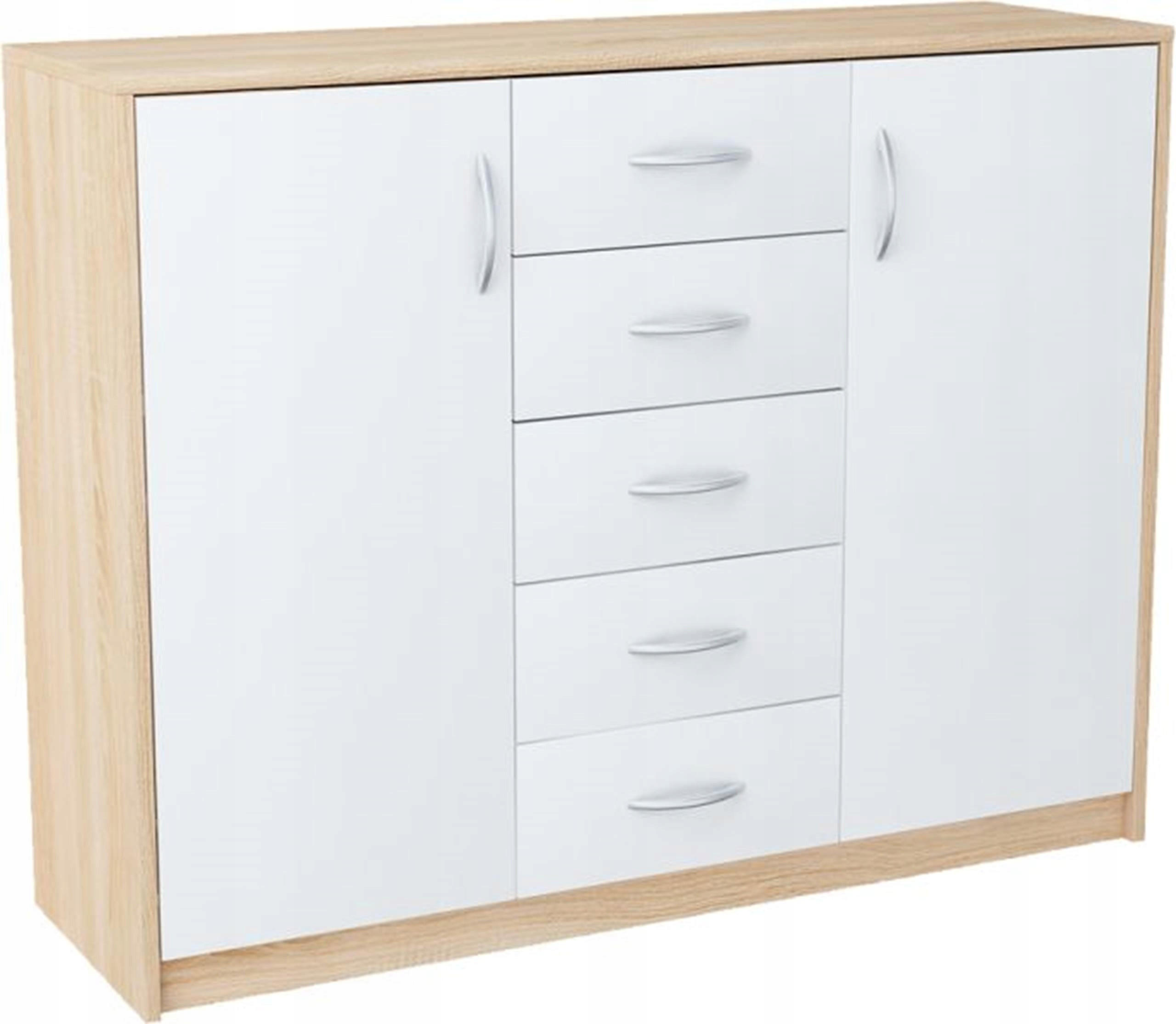 Matkam Möbel Kommode Sonoma Eiche, Weiß 110x85x35 cm