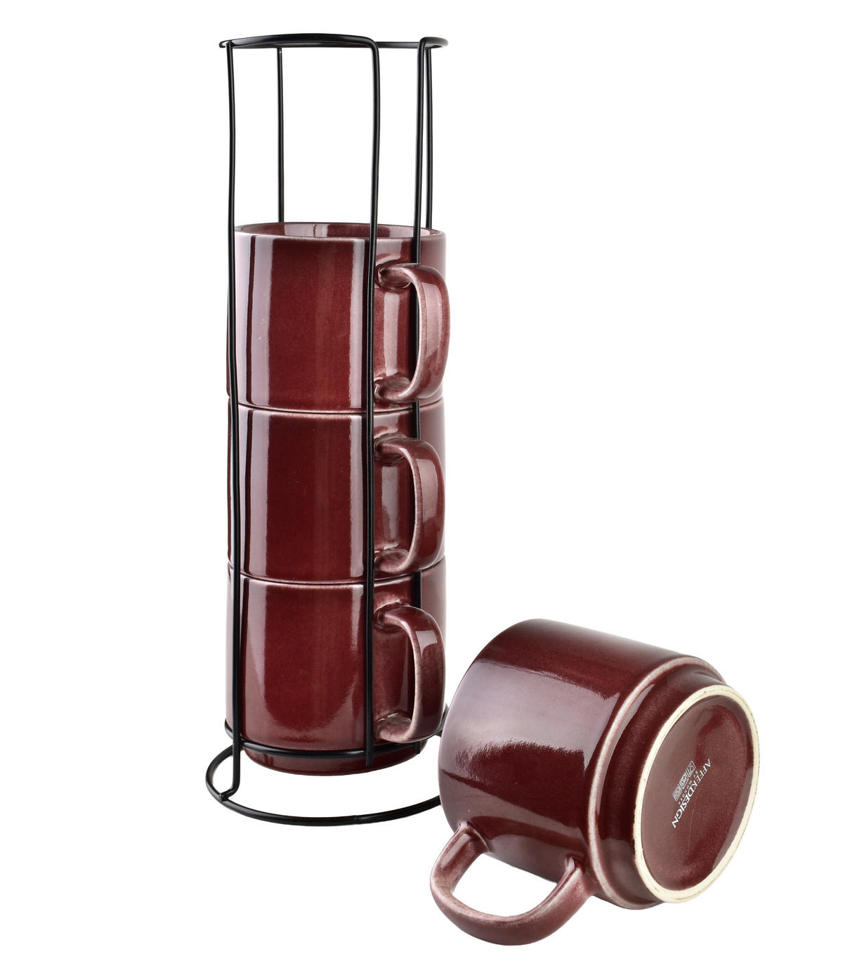 BECHER Evie 4er Set Dunkelrot 13/13/33 cm Porzellan - Dunkelrot, Keramik (0.37L) - Mondex