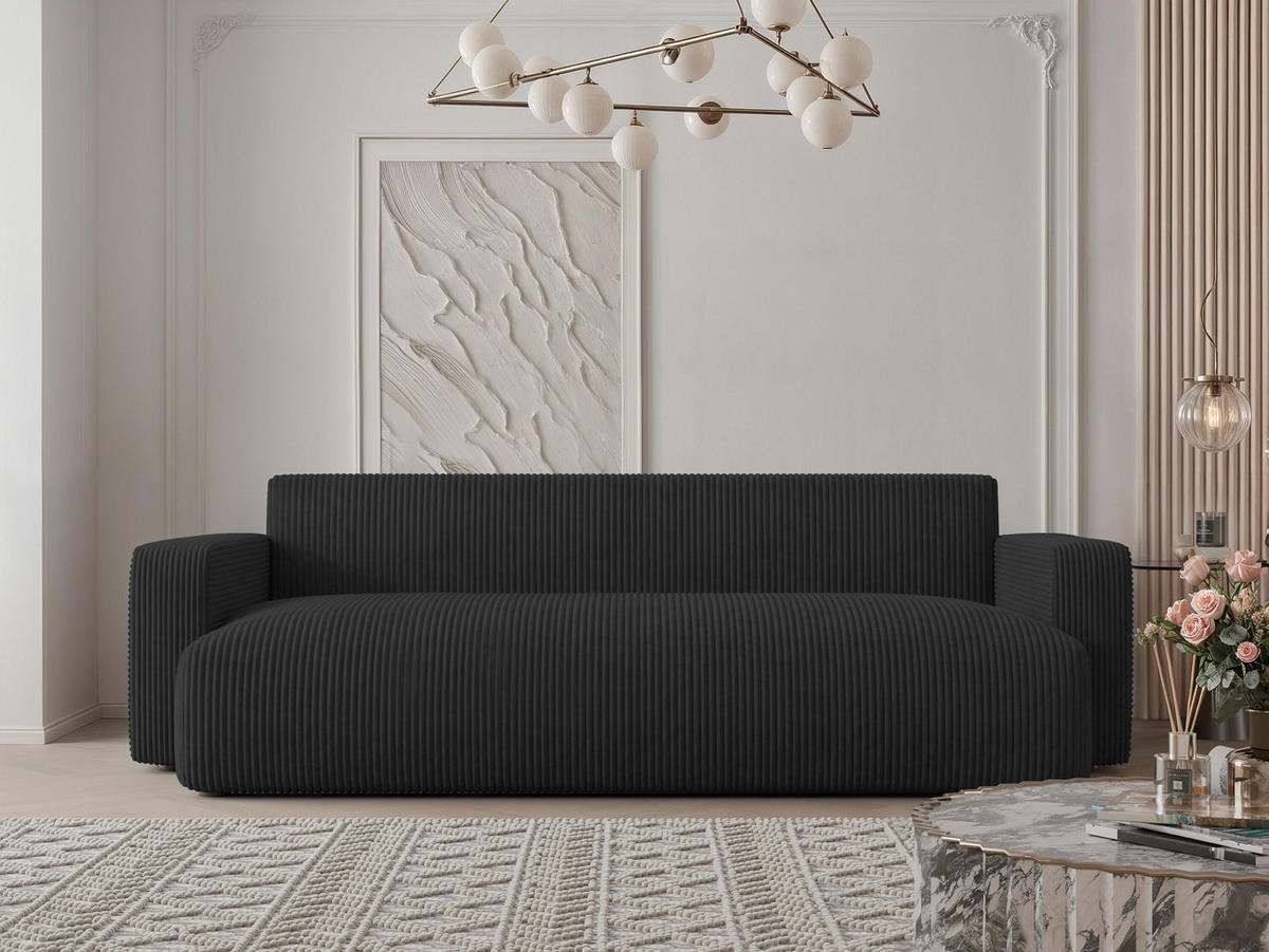 SOFA mit Schlaffunktion, Schwarz - Schwarz, Holzwerkstoff (246/79/93cm) - Idohome