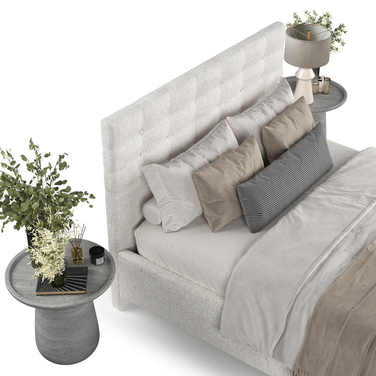 POLSTERBETT Soma 120/200 cm Creme im Neve Stoff - Creme/Naturfarben, Holz/Holzwerkstoff (120/200cm) - AltaBeds