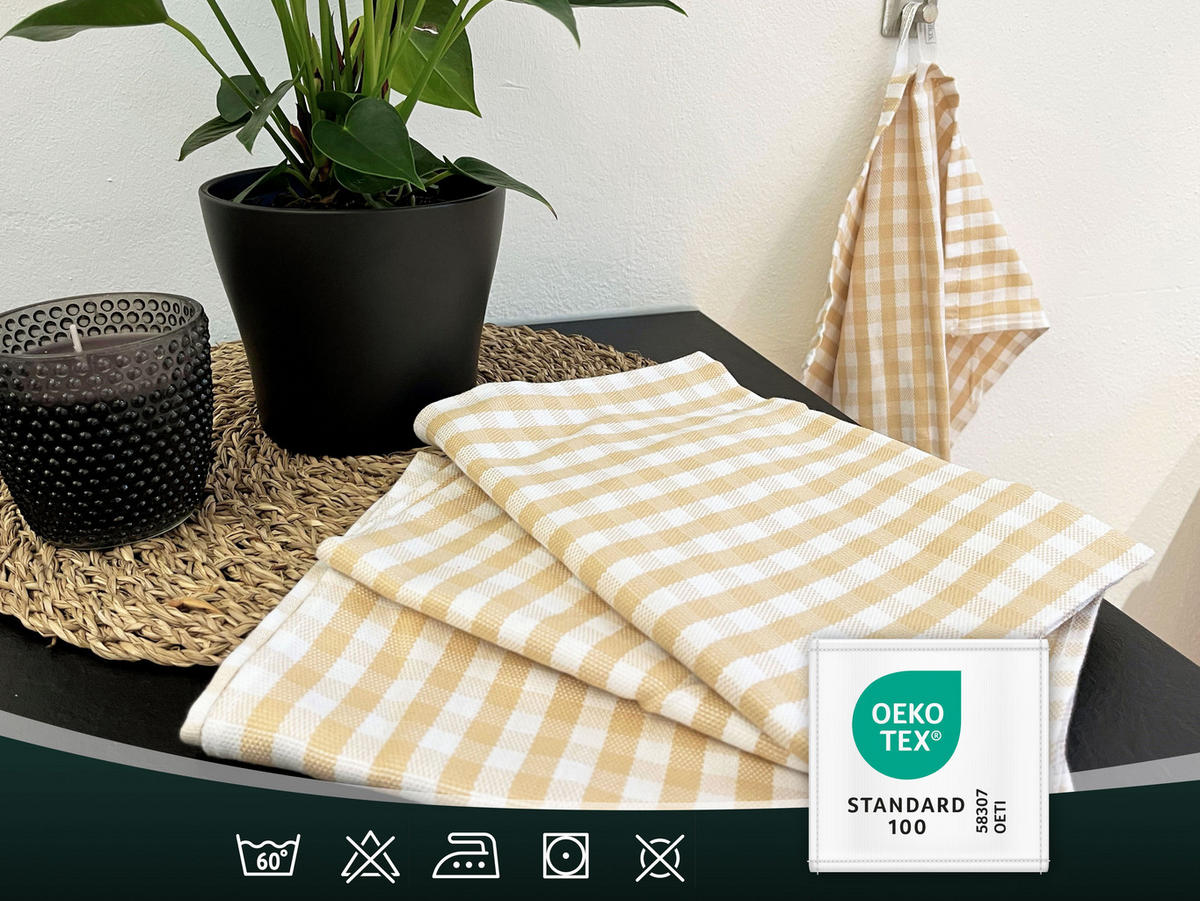 GESCHIRRTÜCHER, 5er-Set, 50x70 cm, 100% Baumwolle, Braun - Beige, Textil (50/70cm) - Zollner