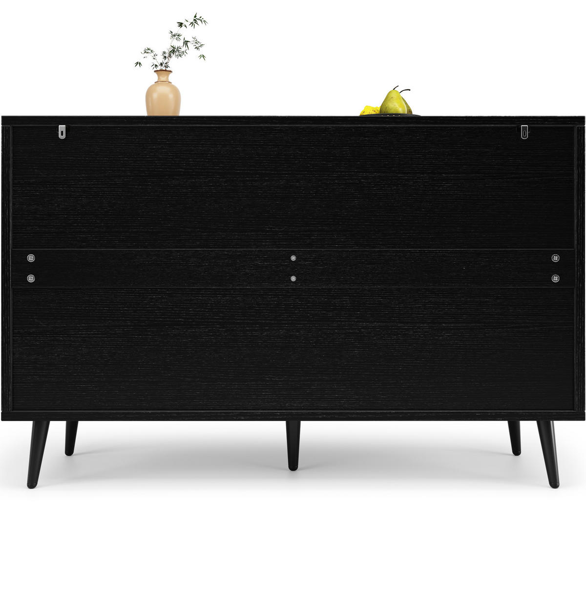 SIDEBOARD 120/35/78 cm, schwarz-weißes Geometriemuster, verstellbare Einlegeböden, Schwarz - Schwarz, Holzwerkstoff (120/78/35cm) - Redom
