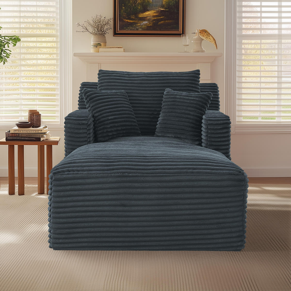 SCHLAFSESSEL DE-34906 Cord mit Schlaffunktion Dunkelgrau - Dunkelgrau, Textil (100/82/166cm) - ComfortXL