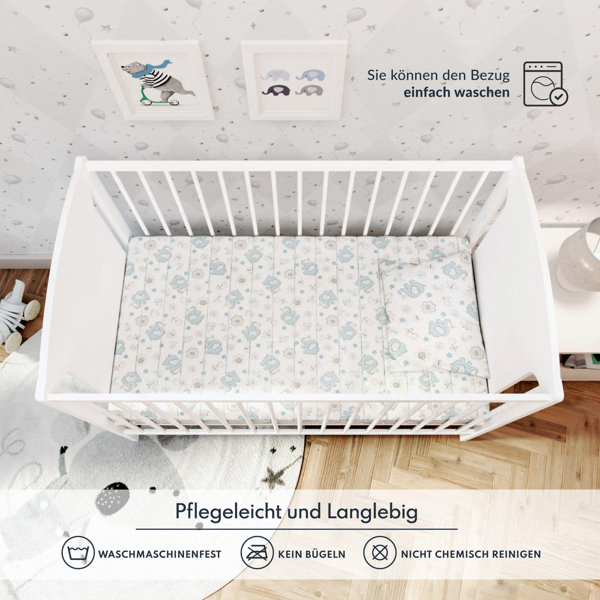 Thumbnail - FDM Kindermatratze, Pastellblau, Textil, H2 + H3, Füllung: Kaltschaum, Rechteckig, 80x190 cm, Oeko-Tex® Standard 100, Sc...