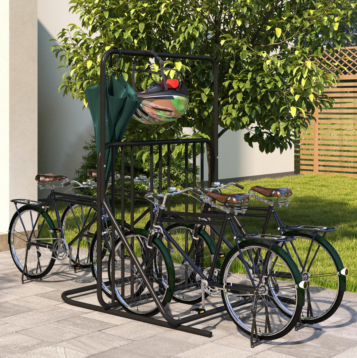 FAHRRADSTÄNDER aus Stahl 102x92x130 cm in Schwarz mit Fahrradhalterung - Schwarz, Metall (92/130/102cm) - Modfu