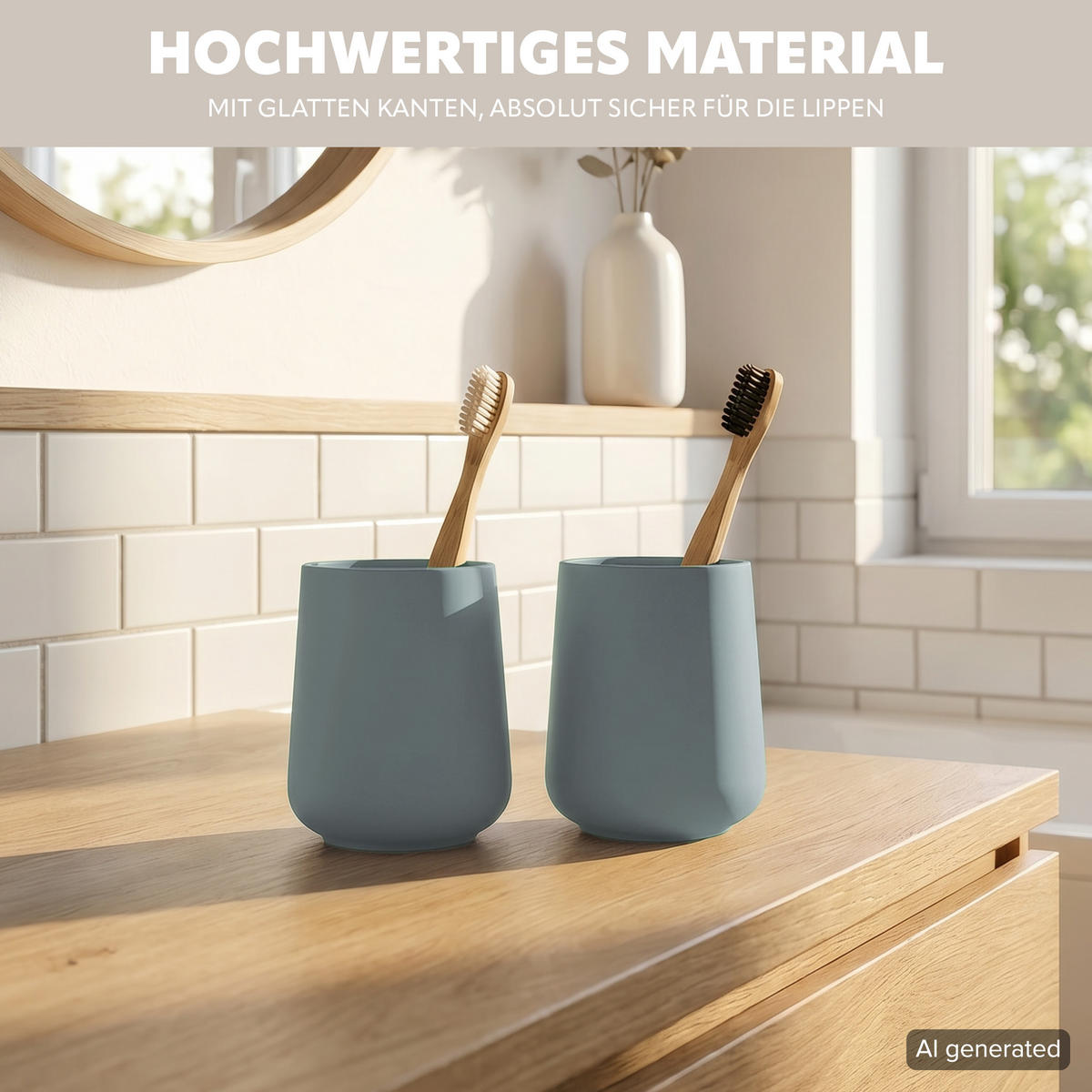 BECHER-SET TESERO 2tlg., Soft-Touch, hellblau - Hellblau, Kunststoff (8.5/10.5/8.5cm) - eluno