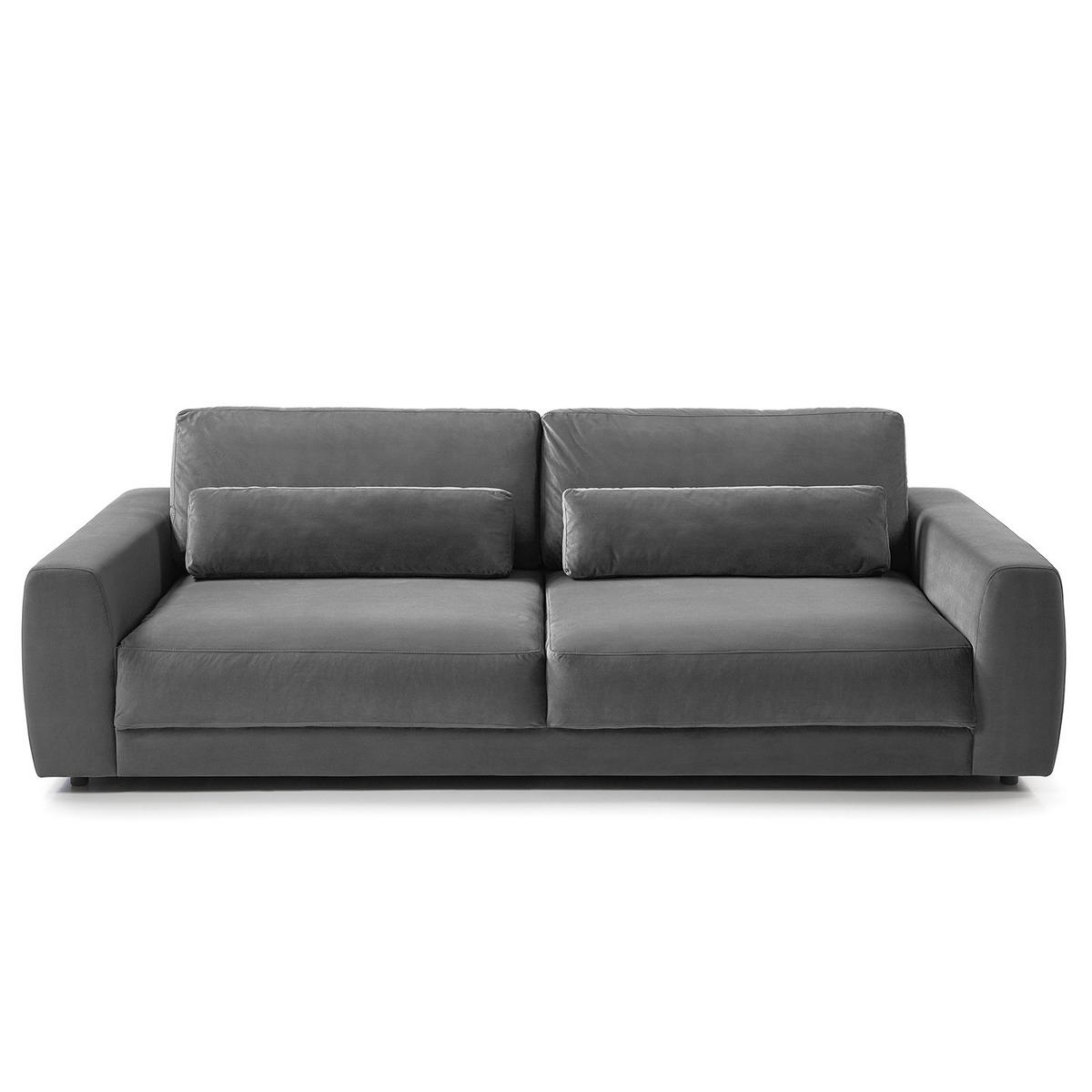 3-SITZER SOFA - Schwarz/Grau, Kunststoff/Textil (252/80/117cm) - home24