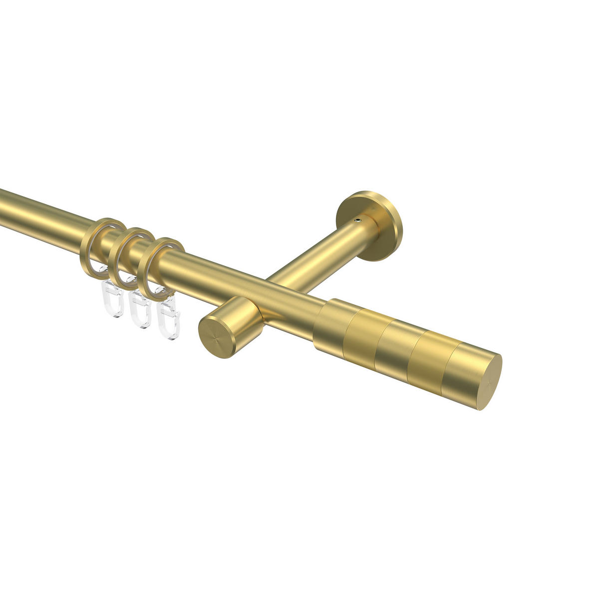 GARDINENSTANGEN-SET Prestige Mavell 480 cm (geteilt in 3 x 160 cm), 1-läufig, 20 mm Ø Messing-Optik - Messingfarben/Goldfarben, Metall (480cm) - INTERDECO