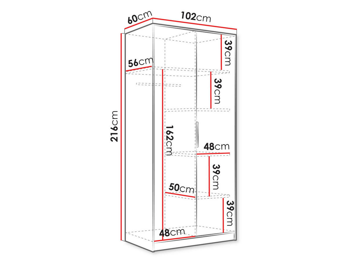 DREHTÜRENSCHRANK Tireno 2D - Goldfarben/Weiß, Holzwerkstoff/Metall (102/216/60cm) - MIRJAN24