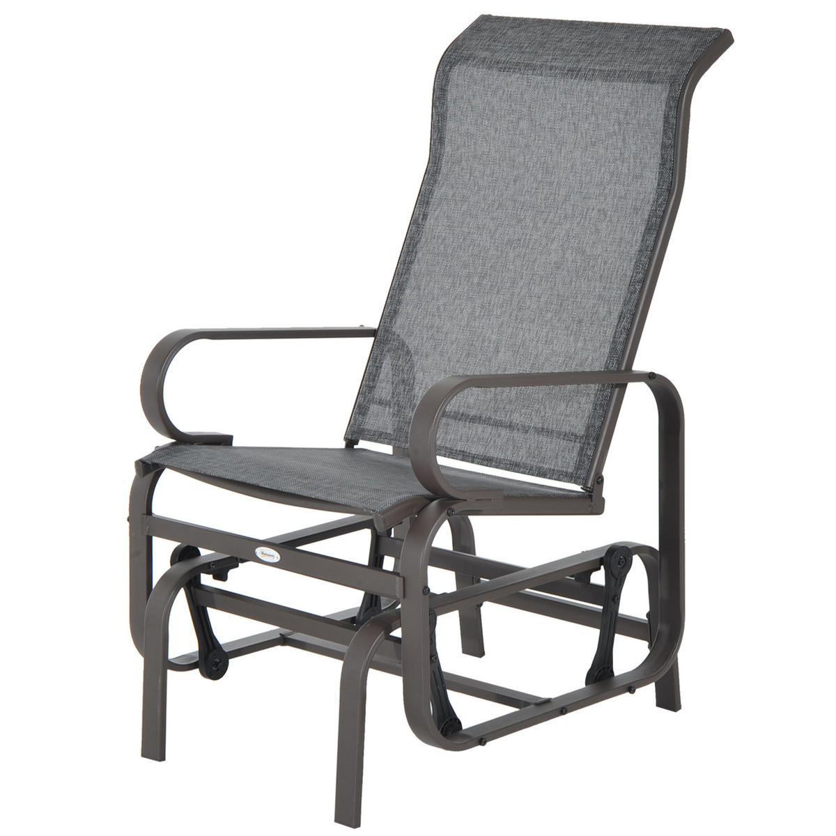 SCHAUKELSTUHL DE-06999 Texteline, wetterfest, bis 160 kg Grau/Braun - Hellbraun/Grau, Textil/Metall (78/105/60cm) - ComfortXL