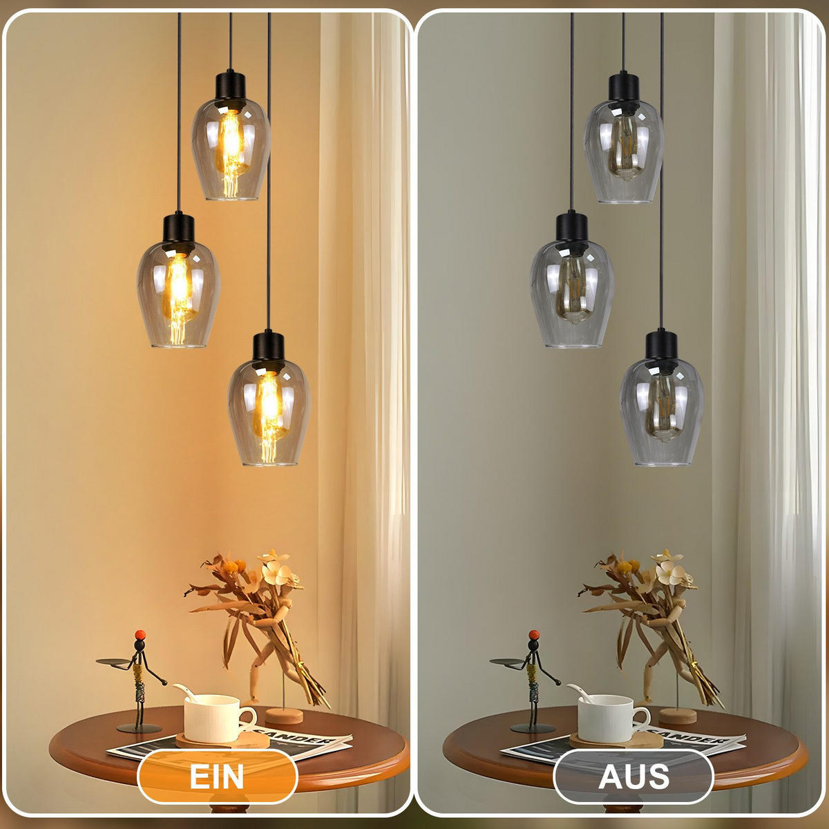 PENDELLEUCHTE BINDFADEN Ⅲ 22/22/120 cm - Schwarz, Metall (22/22/120cm) - Nettlife