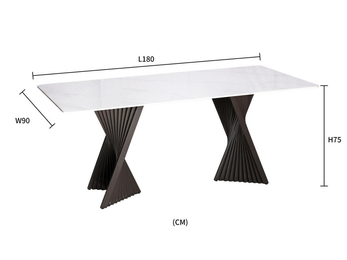 ESSTISCH MODIG Weiß 180x90x75 cm - Weiß, Stein (90/180/75cm) - FURNLUX