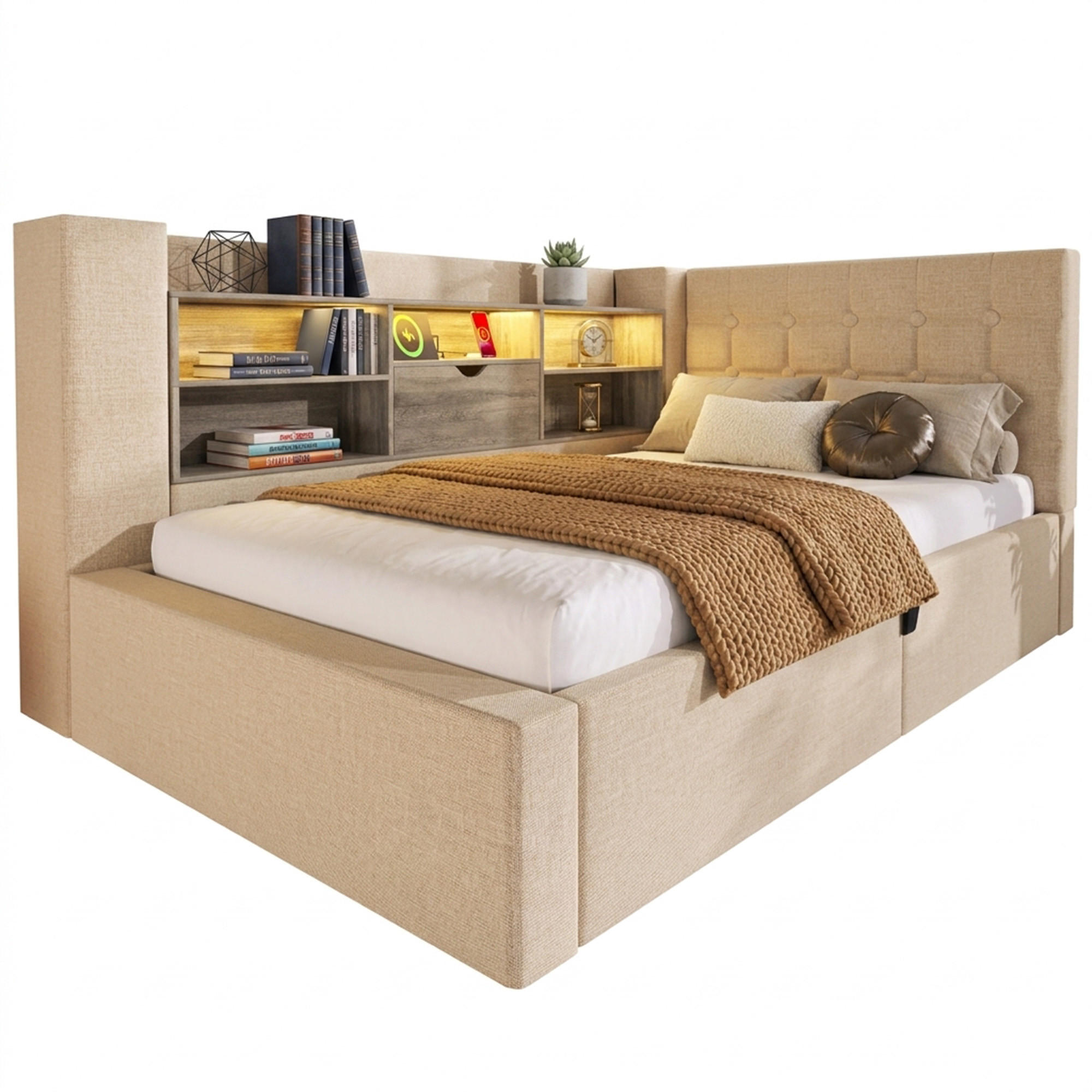 Beauniv Bett Beige 90x200 cm