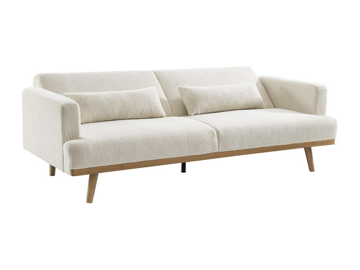 KLAPPSOFA 3-Sitzer mit Schlaffunktion - Bouclé-Stoff - Weiß - ESME - Weiß, Textil (216/85/89cm) - Vente-Unique