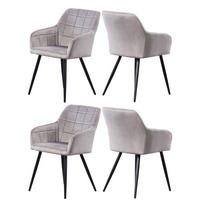 ESSZIMMERSTUHL Samt 4-teilig Hellgrau - Hellgrau, Metall (55/82/59cm) - Life Interiors
