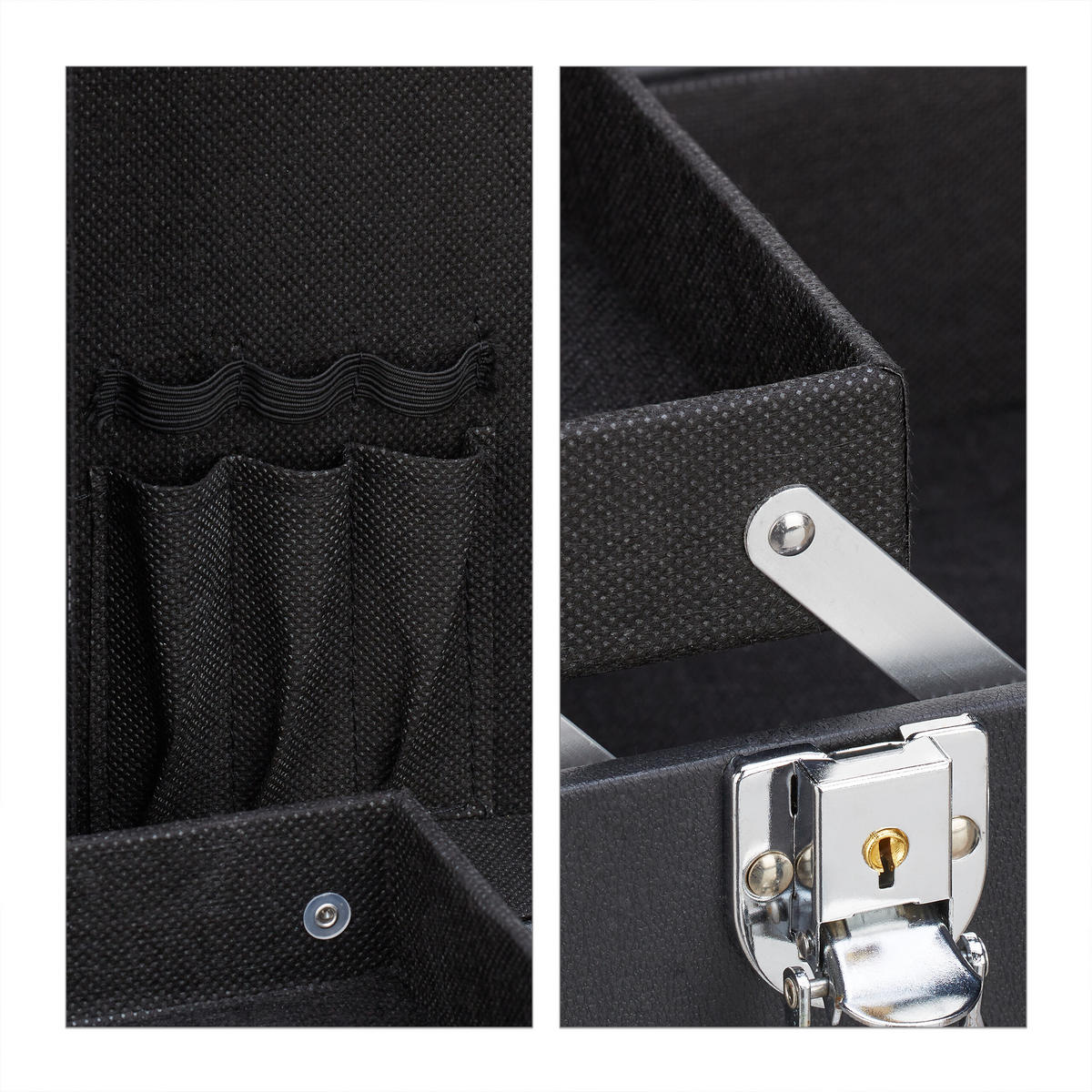 KOSMETIKKOFFER - Schwarz, Glas/Kunststoff (31/12.5/23cm) - Relaxdays