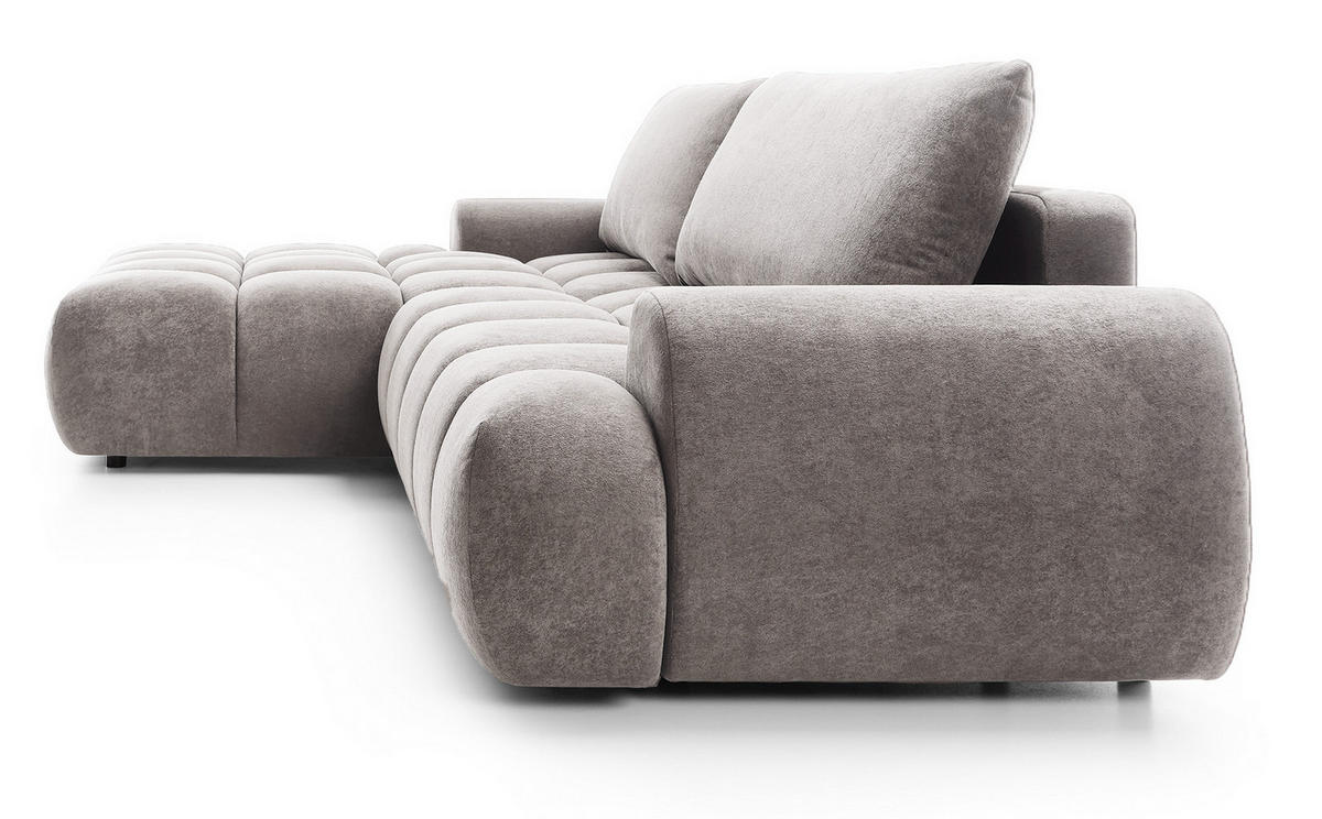 ECKSOFA 280 cm Valerio mit Bettkasten, 280 cm, Links, Schlaffunktion, Hellgrau - Hellgrau, Holz (280/177cm) - Emporius