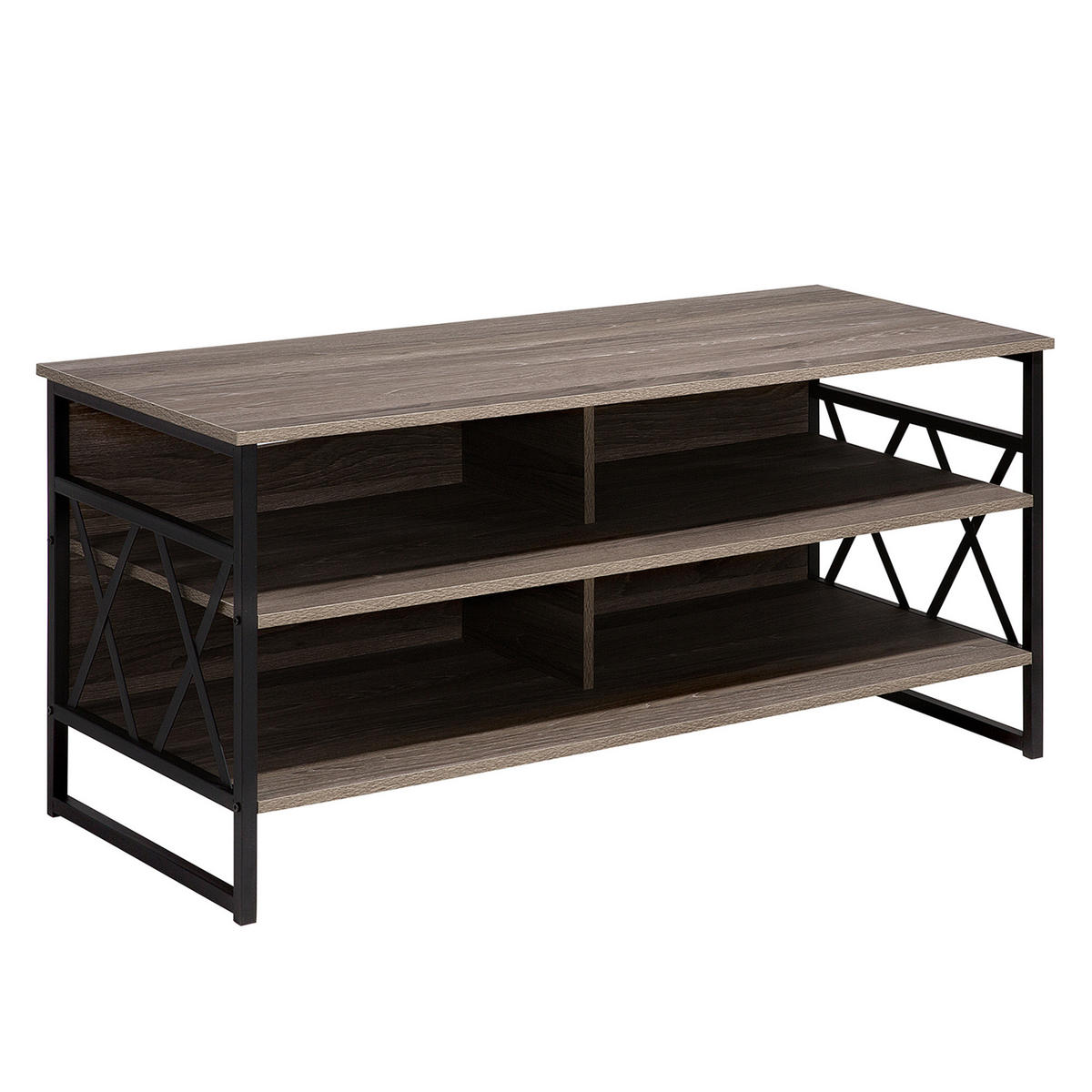 TV-MÖBEL Dunkelbraun, Schwarz CARLISLE 51/120/56 cm - Dunkelbraun, Holzwerkstoff (120/56/51cm) - Beliani