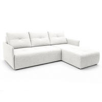ECKSOFA L Form Damascus Weiß 212/143/88 cm Rechts mit Schlaffunktion - Schwarz/Weiß, Kunststoff/Textil (212/143cm) - AX Living