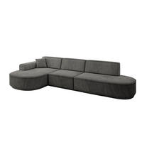 ECKSOFA Ottomane Links MARI-L2-v3 - 328x171x83 cm Dunkelgrau Velours - Dunkelgrau/Schwarz, Holzwerkstoff/Kunststoff (328/171cm) - ALTDECOR